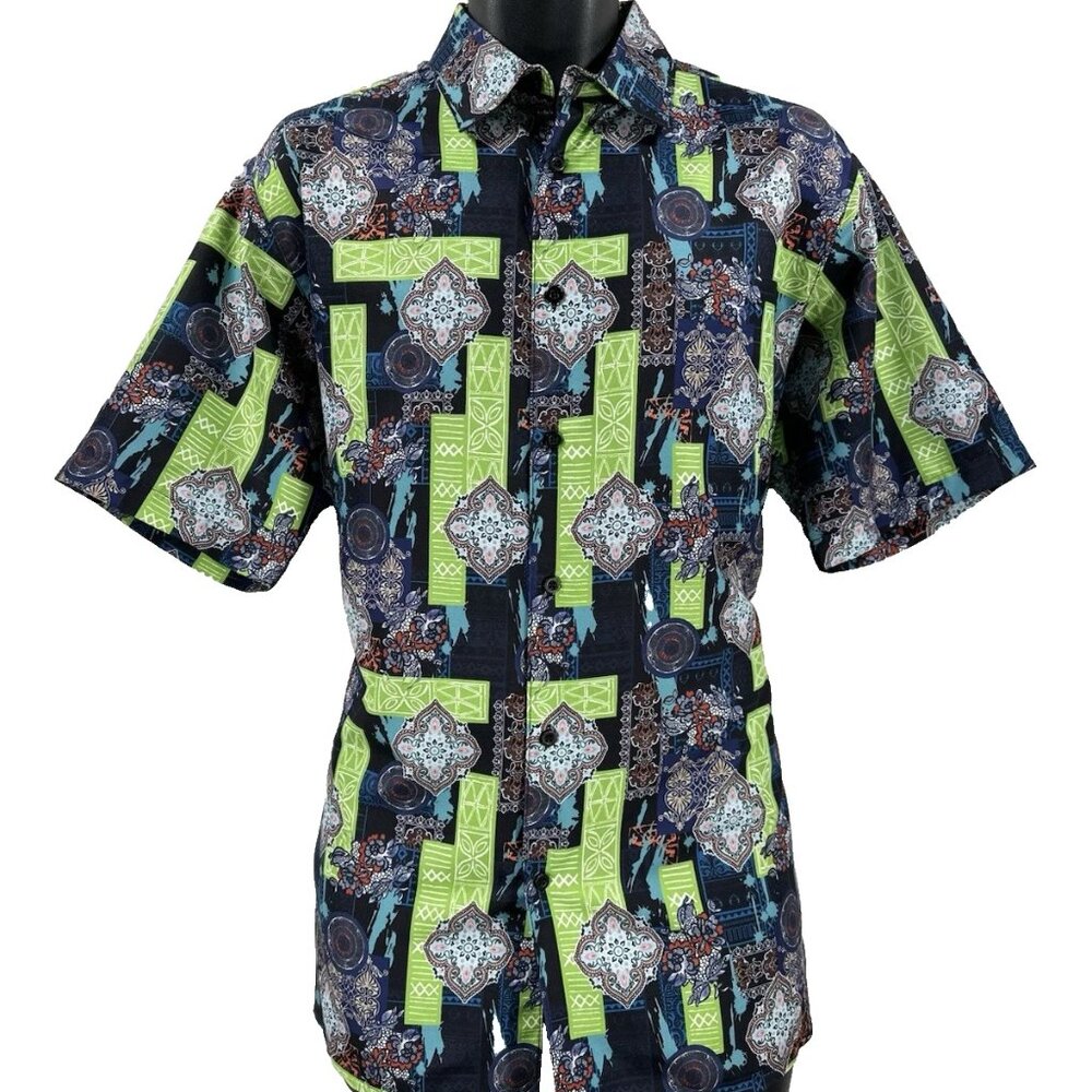 Bassiri Men's Casual Button-Down Shirt Green Blue Red Orange Khaki Short Sleeves